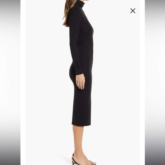 NWT Good American Sundown Mock Neck Midi Dress in Black001 - Picture 5 of 8